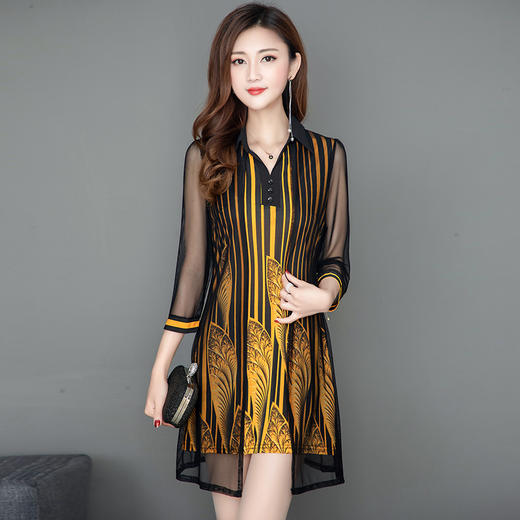 MQ-1909-215夏季新款气质洋气网纱印花上衣假两件YY 商品图2