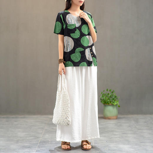 MQ-1918-5夏季新款宽松显瘦棉麻风碎花上衣YY 商品图2