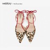 westory豹纹包头凉鞋女一字带真皮尖头细高跟2020新款W29AH50121 商品缩略图1