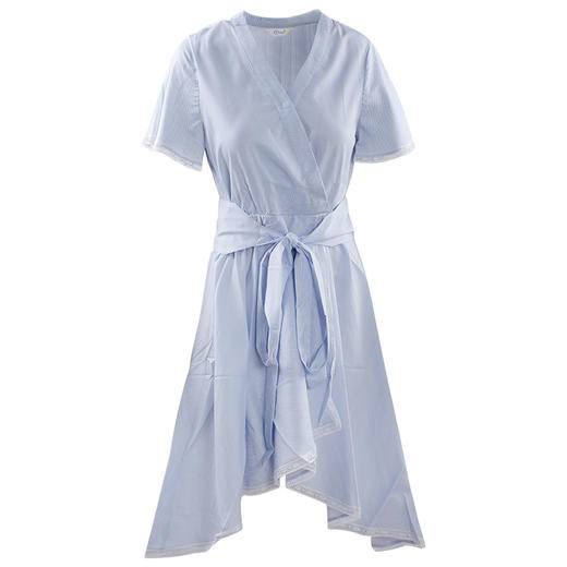 OLrain法式高级穿搭蓝白条纹连衣裙女夏季收腰一片式裙 商品图4