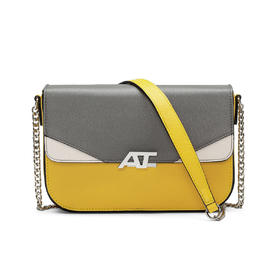 【美旅】单肩包 时尚 斜挎 链条 PU 黑色 撞色 通勤百搭 翻盖 大容量 TI9 001