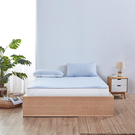 一触即凉纳米凉感冰丝可水洗乳胶凉席三件套 商品图0