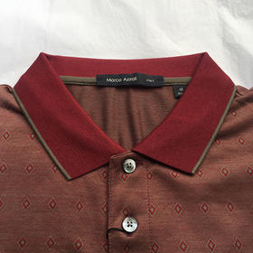 Marco Azzali 暗红全棉几何POLO衫 T3410900
