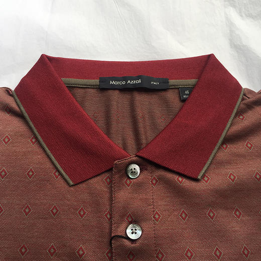 Marco Azzali 暗红全棉几何POLO衫 T3410900 商品图0