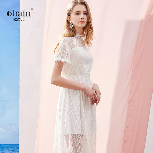 OLrain法式蕾丝连衣裙女夏季2022收腰气质仙女裙 商品图1