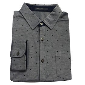 Marco Azzali 灰色几何提花长袖T恤 T3450400