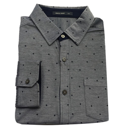 Marco Azzali 灰色几何提花长袖T恤 T3450400 商品图0