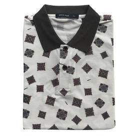 Marco Azzali 白底黑领几何印花短袖POLO衫 T3201400