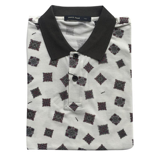 Marco Azzali 白底黑领几何印花短袖POLO衫 T3201400 商品图0