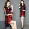MQ-1909-215夏季新款气质洋气网纱印花上衣假两件YY 商品缩略图0