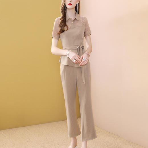 SX-P20X52137新款时尚通勤卡其色减龄显瘦两件套 商品图1