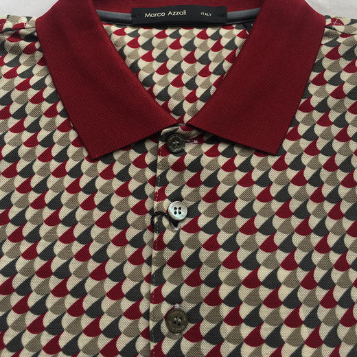Marco Azzali 暗红几何提花POLO衫 T3413900 商品图1
