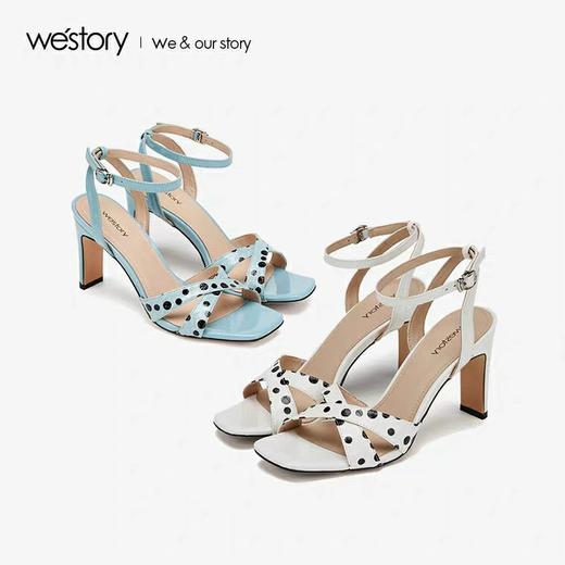 westory波点一字扣凉鞋女2020春夏新款甜美高跟简约W29BG60161 商品图3