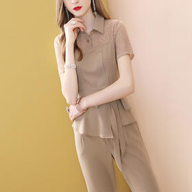 SX-P20X52137新款时尚通勤卡其色减龄显瘦两件套
