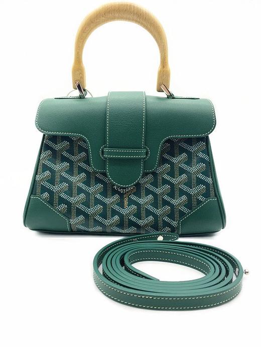 二手98新goyard戈雅迷你saigon西贡木质手柄印花手提单肩女包