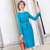 FMY-25901新款秋装气质ol假两件连衣裙收腰显瘦开叉包臀裙 商品缩略图0