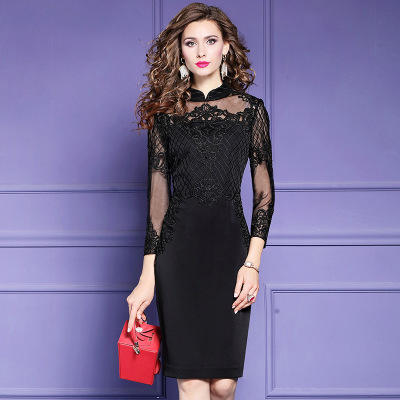 FMY-29204早春气质优雅修身中长包臀裙子 商品图0