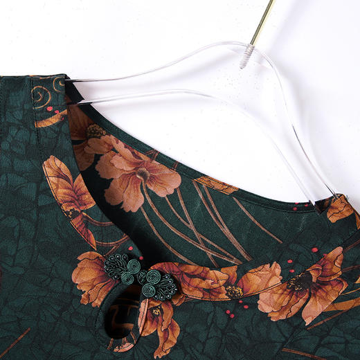 DW-G1QJN91D427春夏新款花卉印花气质优雅圆领短袖长款连衣裙 商品图1