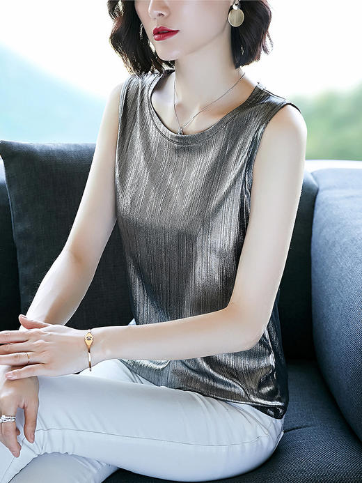 MZ-MZ3543闪闪亮片无袖背心女外穿夏季宽松时尚v领吊带小衫WY 商品图2