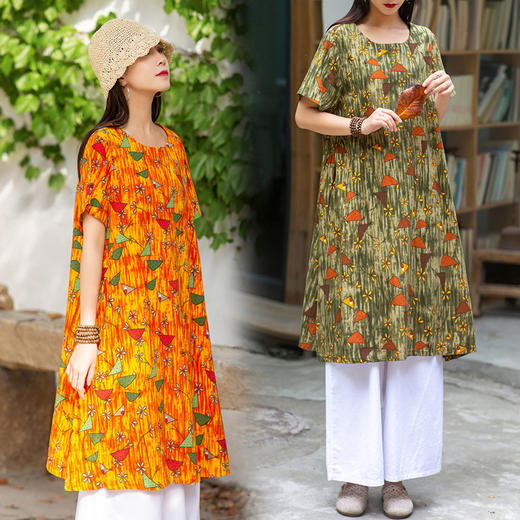 MQ-3241-806夏装新款棉麻碎花减龄显瘦高端连衣裙YY 商品图0