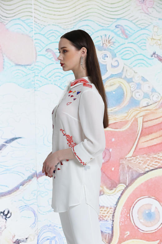 - 铅白色T恤1T6052--飘忽若神--《洛神赋》 商品图7