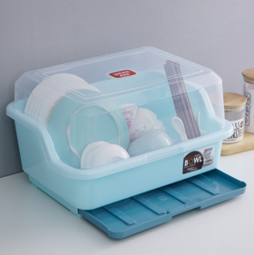 【厨房用品】装碗筷收纳盒放碗箱沥水碗架厨房家用带盖碗盆碗碟置物架塑料碗柜