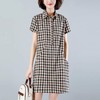 MQ-MZX211夏新款宽松中长款休闲复古翻领格子连衣裙YY 商品缩略图0