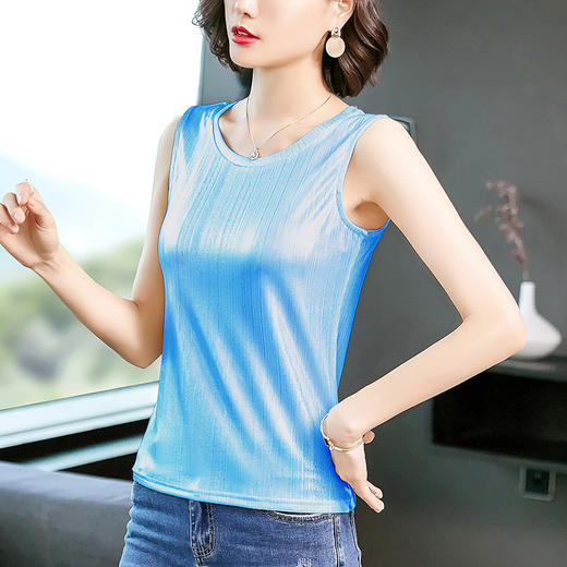 MZ-MZ3543闪闪亮片无袖背心女外穿夏季宽松时尚v领吊带小衫WY 商品图3