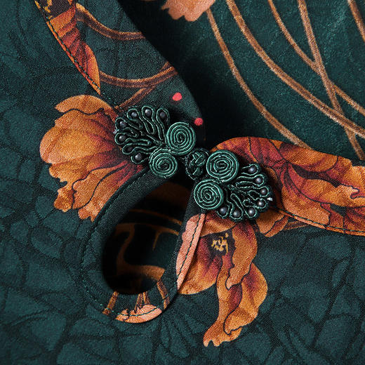 DW-G1QJN91D427春夏新款花卉印花气质优雅圆领短袖长款连衣裙 商品图2