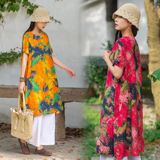 MQ-3241-806夏装新款棉麻碎花减龄显瘦高端连衣裙YY 商品图2