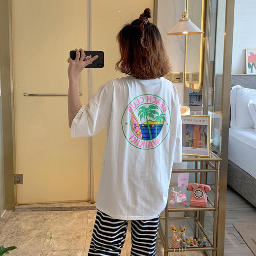 YYR-501夏纯棉宽松短袖长裤套装睡衣 商品图3