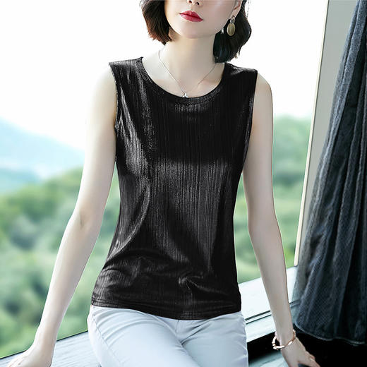 MZ-MZ3543闪闪亮片无袖背心女外穿夏季宽松时尚v领吊带小衫WY 商品图1