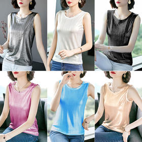 MZ-MZ3543闪闪亮片无袖背心女外穿夏季宽松时尚v领吊带小衫WY