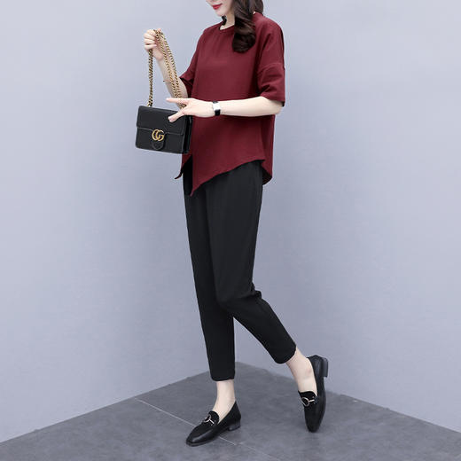 AHM-xrwy5205夏季新款洋气减龄大码时髦休闲简约显瘦套装 商品图2