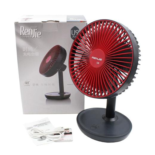 人杰U9 （509209
）电风扇台式学生宿舍办公书桌电风扇USB充电台扇带LED小夜灯小风扇 商品图3