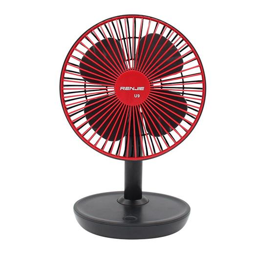 人杰U9 （509209
）电风扇台式学生宿舍办公书桌电风扇USB充电台扇带LED小夜灯小风扇 商品图2
