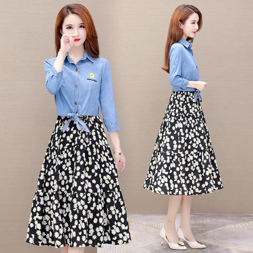 QYM20A53新款时尚牛仔印花吊带套装 商品图0