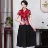 LYE2091新款复古印花短袖上衣半身裙两件套 商品缩略图2