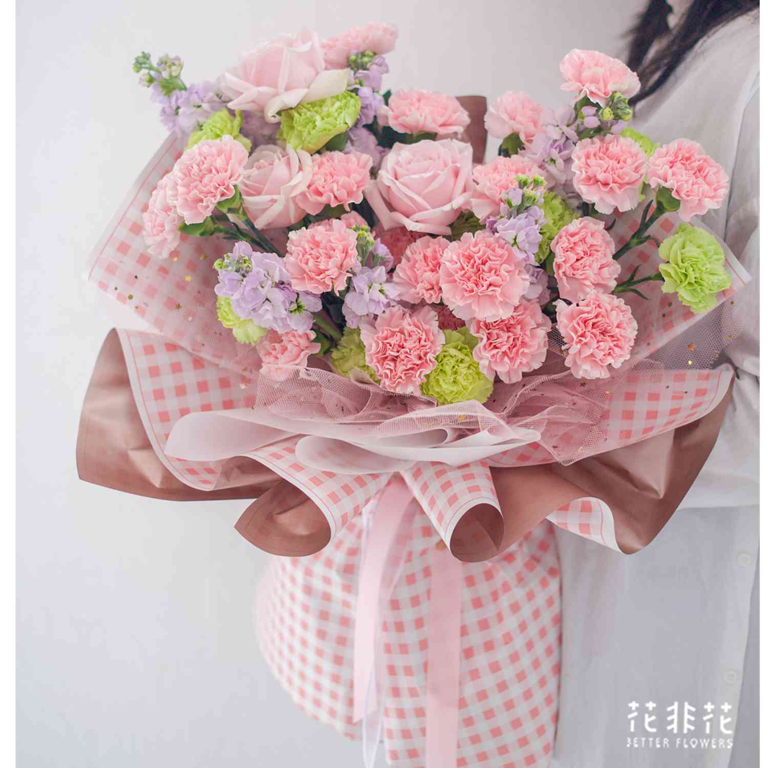 仙草蜜康乃馨韩式花束