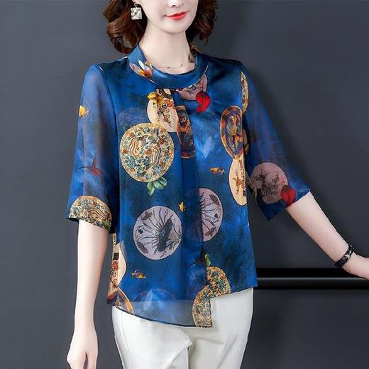 YH-526048新款优雅时尚双层印花衬衫 商品图3