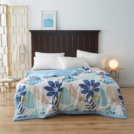 雪尼尔家纺大豆纤维夏凉被活性印花空调被200x230cm双人绗缝被