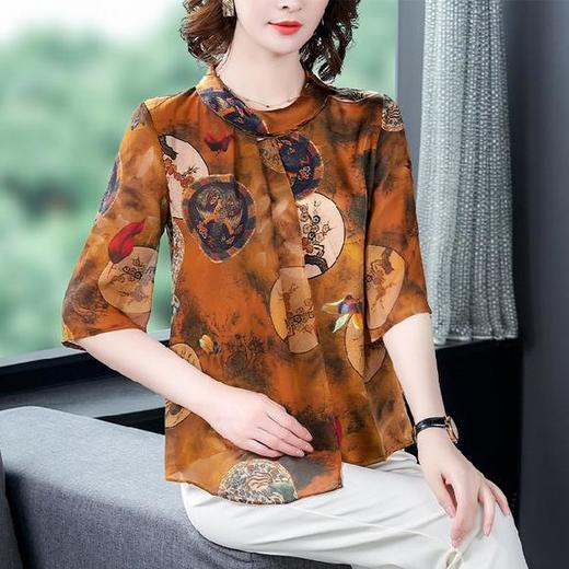 YH-526048新款优雅时尚双层印花衬衫 商品图2