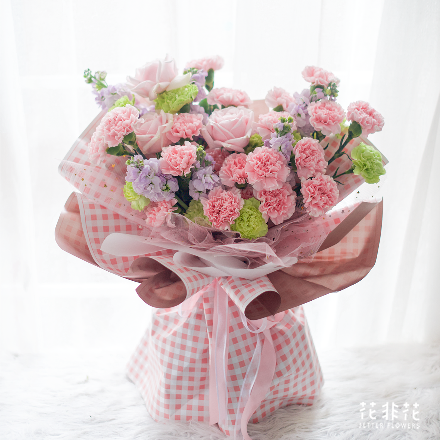 《仙草蜜》.康乃馨韩式花束