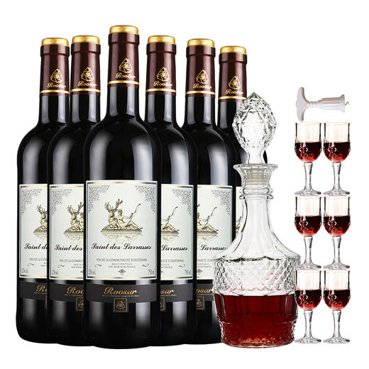 法国原瓶进口 罗莎庄园ROOSAR干红葡萄酒 750ml*6瓶 整箱 送酒具8件套 商品图3