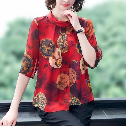 YH-526048新款优雅时尚双层印花衬衫 商品图1