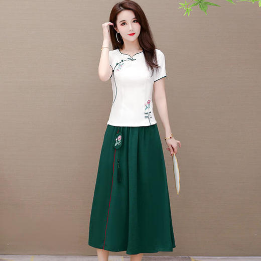 YW-YJY-20A25中国风气质优雅绣花改良版两件套 商品图1