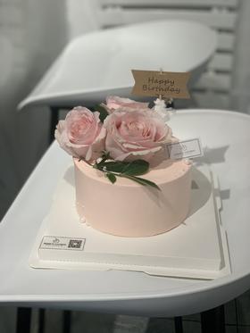 鲜花奶油蛋糕粉玫瑰