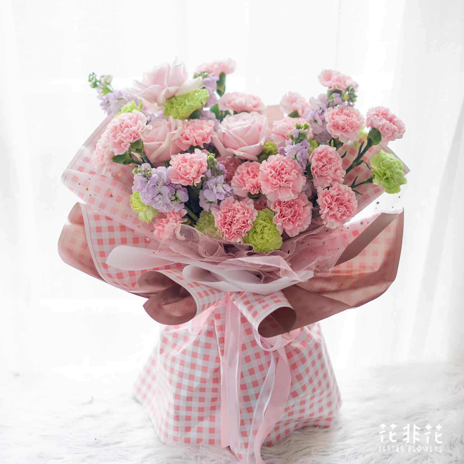 仙草蜜康乃馨韩式花束