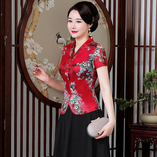 LYE2091新款复古印花短袖上衣半身裙两件套 商品图0