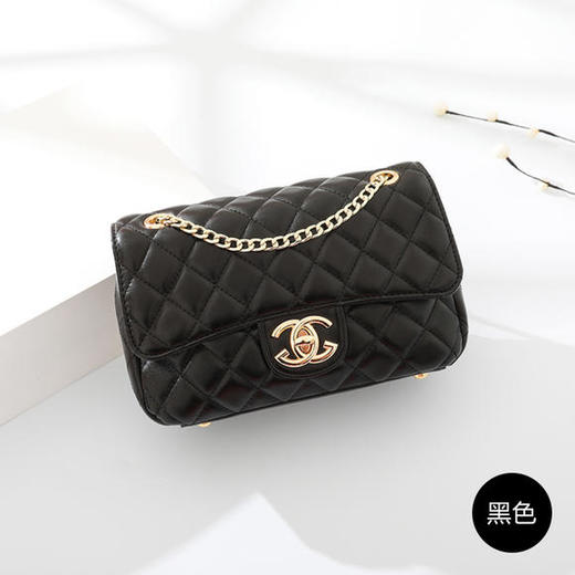 DLKL028新款明星同款小香风羊皮菱格链条百搭单肩斜挎手提方包 商品图2